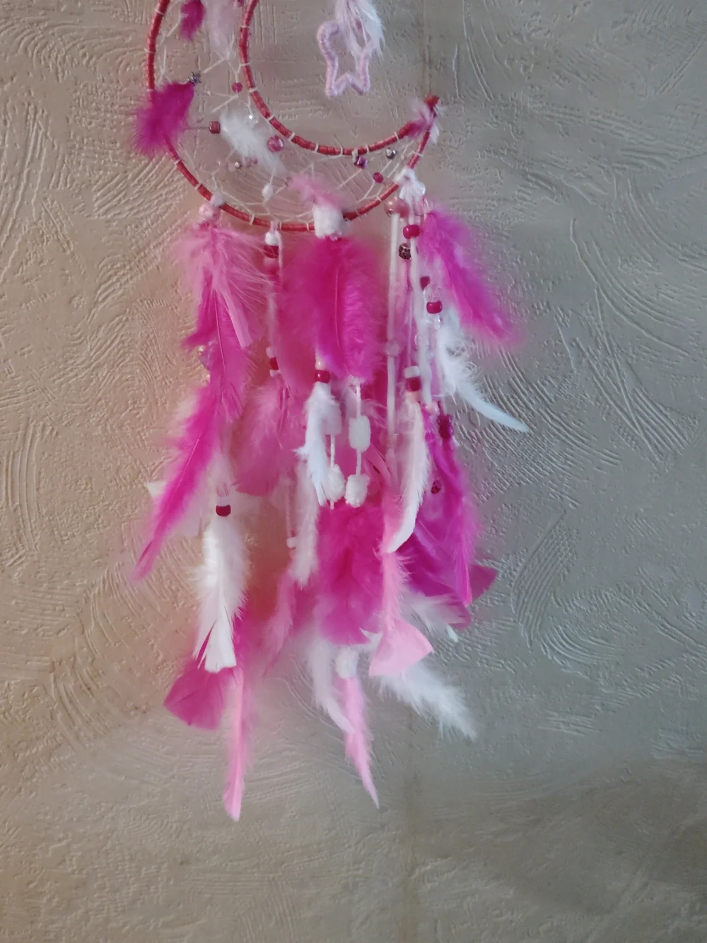 Pink Star Moon Dreamcatcher Kids Wall Hanging